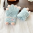 thumbnail image 4 of NAISIBABY Kids Winter Knitted Gloves, Warm Fluffy Soft Stretchy Boys Girls Snow School Mittens Blue Free Size, 4 of 6