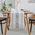 thumbnail image 1 of Camino de mesa de rayas con borlas tejidas a mano, moderno y sencillo, para el hogar, mesa de comedor, toalla para mueble de TV, funda para mesa de café, 1 of 5