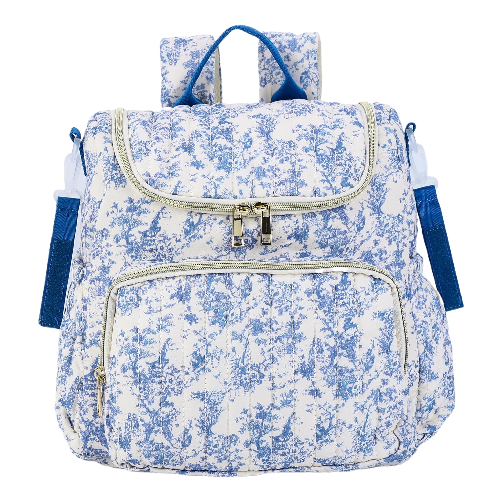 HUISZJ Quilted Duffle Bag, Large Capacity Storage Backpack, Floral Print Diaper Backpack for Women Travel Hospital (A)
