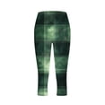 thumbnail image 4 of UVEASISHA St Patricks Day Leggings for Women Irish Green Plaid Clover Printed Capri High Waisted Tummy Control Buttery Soft Athletic Running Tights Army Green M, 4 of 5