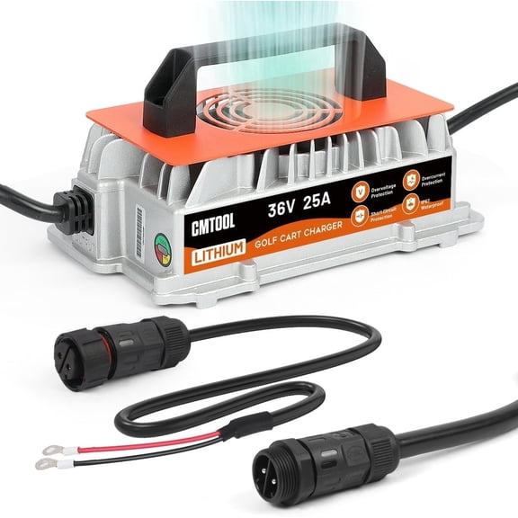 DUOYI 36V 25A Smart Golf Cart Battery Charger -1250W Fully Automatic Trickle Lithium Charger with IP67 Waterproof Rating ,Orange