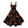 thumbnail image 3 of Fgvctg Halloween Dresses for Women Crewneck Cocktail Dresses Pumpkin Ghost Witch Graphic Funny 50's Dress Halloween Sleeveless Plus Size Black Outfit Black XL, 3 of 4