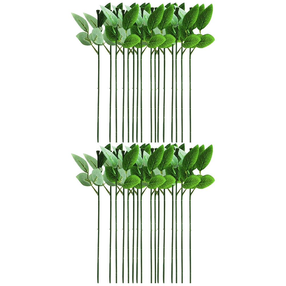 TABLZONE Green Artificial Rose Stems for Wedding Decorations, Crafts, Floral Arrangements and Home Decor