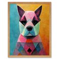 thumbnail image 1 of Geometric Pastel Boxer Dog Modern Boho Art Print Framed Poster Wall Decor 12x16 inch, 1 of 5