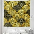 thumbnail image 1 of Mandala Tapestry, Overlapping Round Shapes Scale Retro Revival Fashion with Art Elements, Fabric Wall Hanging Decor for Bedroom Living Room Dorm, 5 Sizes, Yellow and Black, by Ambesonne, 1 of 1