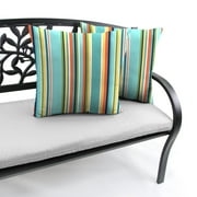 Jordan Manufacturing 18 x 18 Mamba Pelican Turquoise Stripe Square Outdoor Throw Pillow (2 Pack)