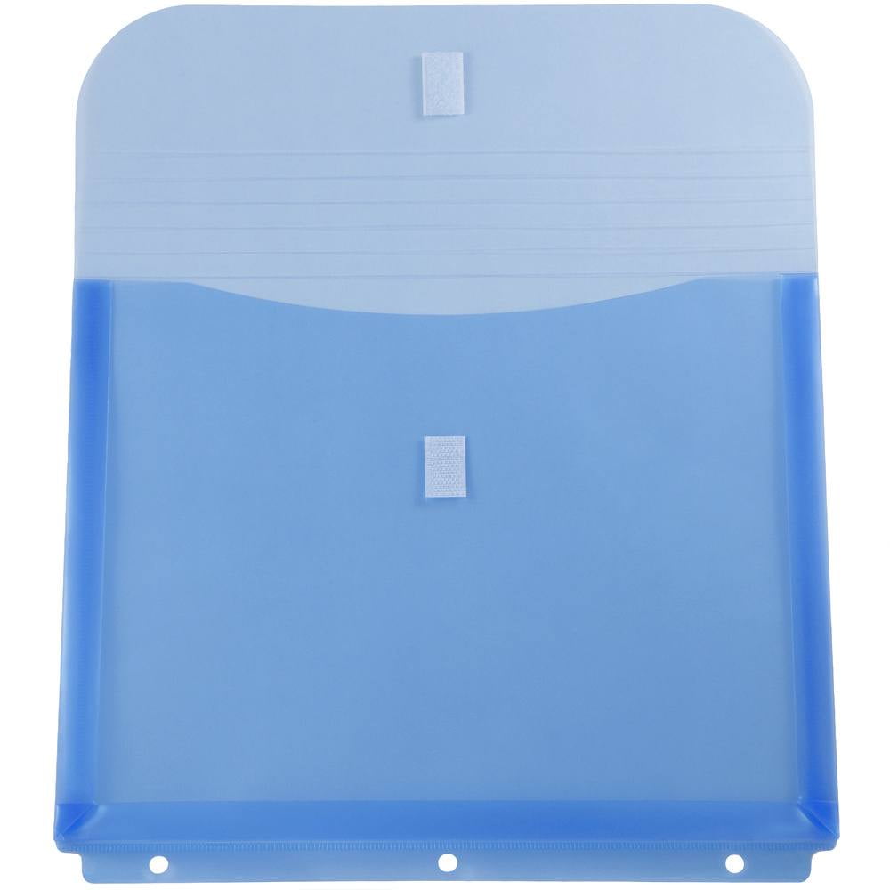 JAM Paper Plastic 3 Hole Punch Envelopes, 9 1/2 x 11 1/2, Blue, 12/Pack