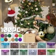 thumbnail image 2 of Mikilon Christmas Tree Decorations, 100pcs Christmas Ball Ornaments Christmas Hollow Colored Balls Christmas Tree Decoration Set, Gold, 2 of 2