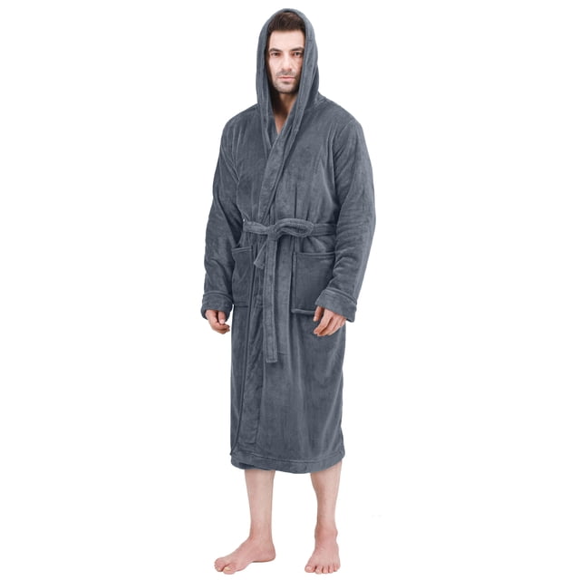 Bata de baño con capucha de felpa NY Threads, gris, 2XL/3XL