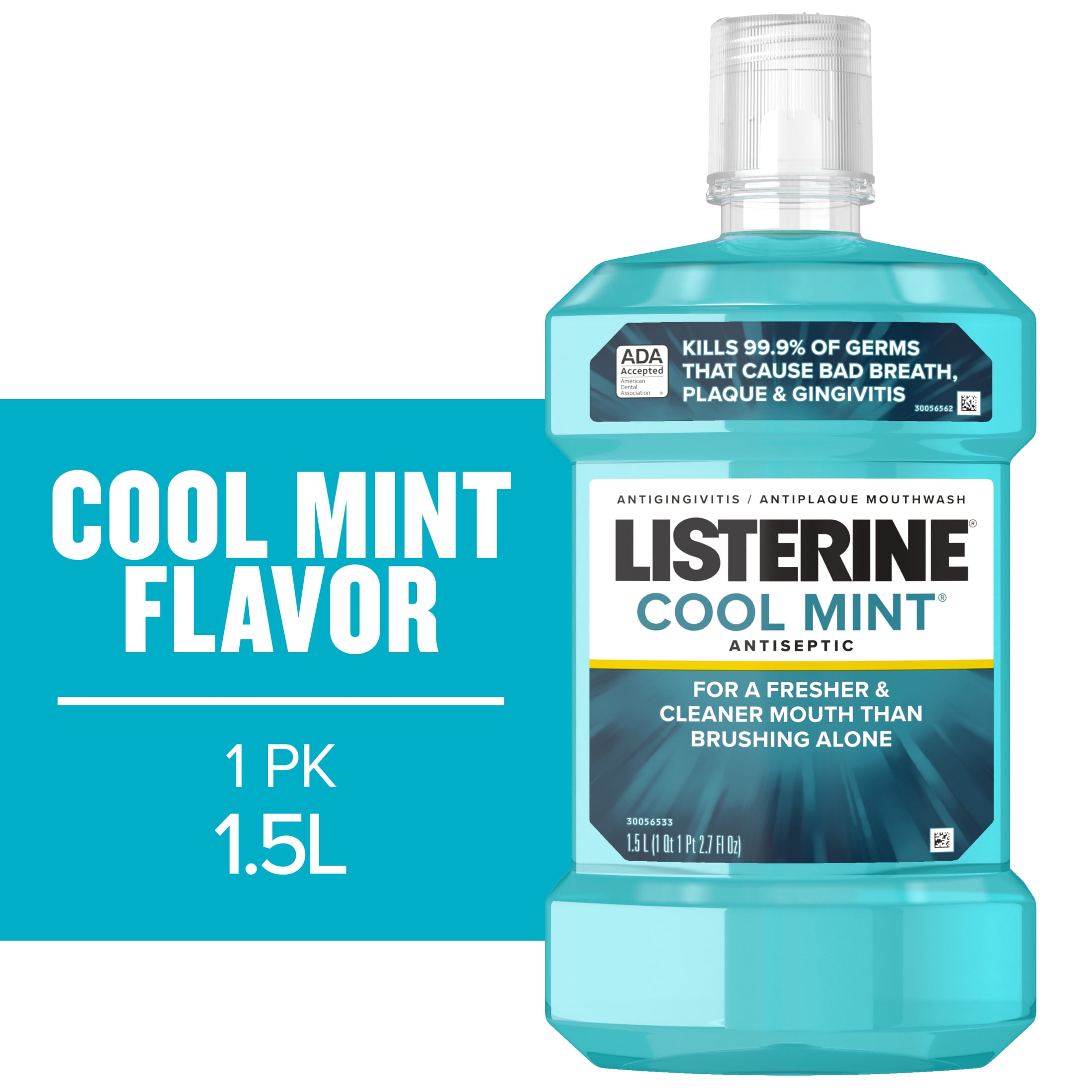 (3 pack) Listerine Cool Mint Intense Antiseptic Mouthwash, For Bad Breath & Plaque Oral Care, 1.5 L