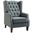 thumbnail image 1 of HOMCOM Button Tufted Accent Chair, Faux Leather Armchair, Grey, 1 of 10