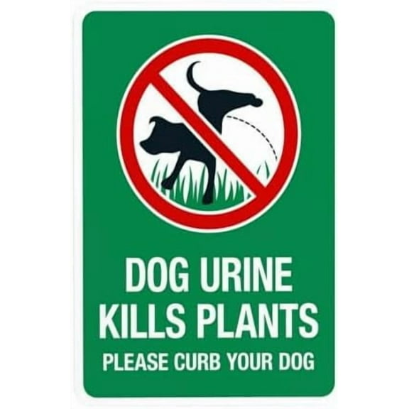 Dog Urine Kills Plant Please Curb Your Dog With Graphic Warning Sign, Curb Your Dog Metal Signs for Business Home Outdoor Indoor Street Wall Caution Custom Decor 8 x 12 Inch