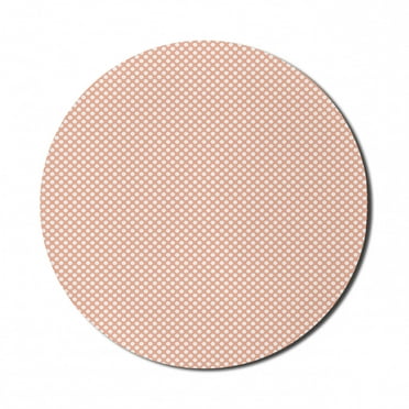 Abstract Mouse Pad for Computers, Monochrome Polka Dots Simplistic Symmetrically Arranged Circles Illustration, Round Non-Slip Thick Rubber Modern Mousepad, 8" Round, Peach and White, by Ambesonne