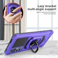 thumbnail image 2 of For TCL 30 5G Kickstand 360 Degree Magnet Ring Shockproof Cover Phone Case with Tempered Glass Screen Protector - Purple, 2 of 5