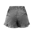 thumbnail image 7 of Oiangi Womens Striped Beach Shorts Elastic Waist Ruffled Boxers Loose Comfy Summer Shorts with Pockets Black L, 7 of 7