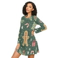 thumbnail image 3 of FORMRS Womens Long Sleeve Nightgowns Crew Neck Sleep Shirt Soft Pajamas Sizes S-3XL, Christmas Gingerbread, 3 of 8