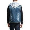 thumbnail image 5 of G-Style USA Men's Detachable Hood Denim Jean Vest DK108 - DARK INDIGO - 5X-Large, 5 of 8