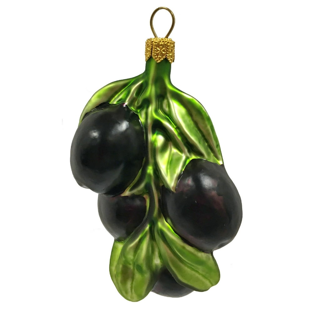 Cluster of Black Olives Polish Glass Christmas Tree Ornament Fruit Food Olive