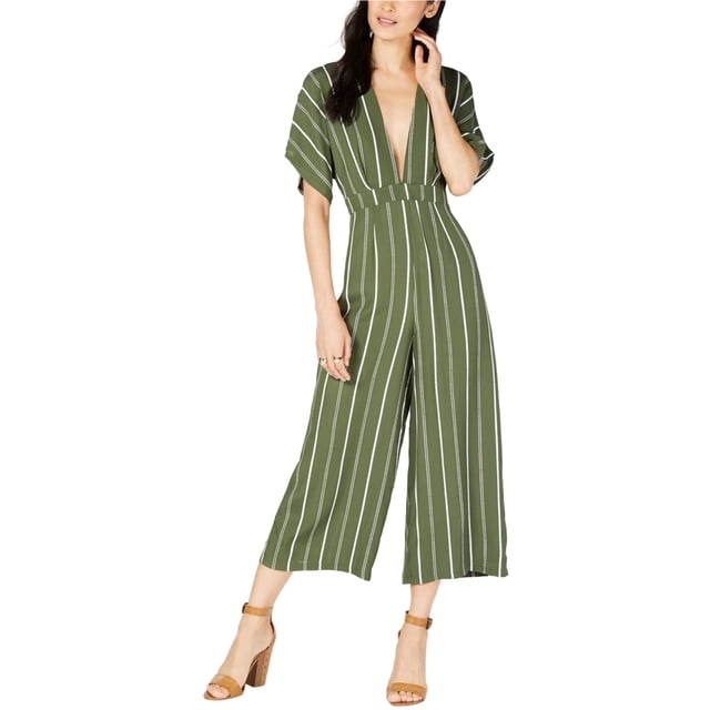 Sage The Label Womens Striped Jumpsuit, Verde, X-Large