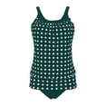 thumbnail image 4 of Women's Retro Polka Dot Tankini Swimsuit Two Pieces Bathing Suit Blouson Tank Tops with Thong Bottoms Swimwear, 4 of 5