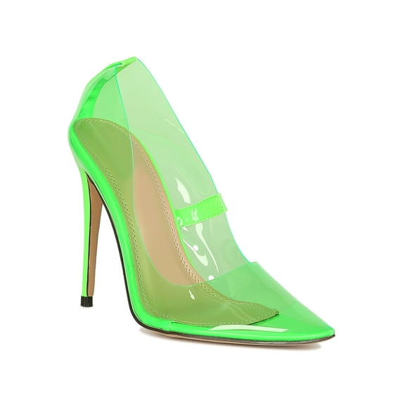 Women Colored Translucent PVC Pointy Toe Stiletto Heel Pump 19078