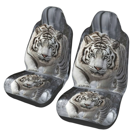 KAKALAD Tiger Snow Car Accessories Seat Covers Set Vehicle Seat Covers Universal Front Seats Protector 2 Pcs