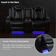 thumbnail image 4 of Leather Recliner Sofa Set with LED Lights,Power Reclining Loveseat with Double Recliners/Storage Console/Cup Holder for Living Room/Home Theater(Loveseat,Black), 4 of 6