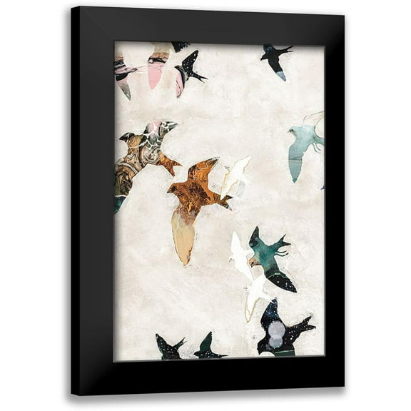 Design Fabrikken 11x14 Black Modern Framed Museum Art Print Titled - Abstract Birds 1