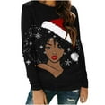 thumbnail image 2 of HOMBOM Black Tops for Women Fall Casual Crewneck Merry Christmas Long Sleeve Plus Size Ladies Blouse Christmas, 2 of 5