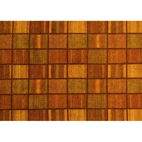 Ahgly Company Indoor Rectangle Checkered Yellow Modern Area Rugs, 2' x 3'