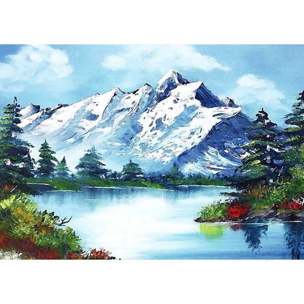 Pintura de diamante (DE2228) 5D Cuadrado Montaña nevada Lago Mosaico Diamante de imitación 40x50cm Hugtrwg Para estrenar