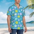 thumbnail image 3 of Sikiie Starfish Print Men's Hawaiian Shirt, Summer Beach Button Pocket Short Sleeve T-Shirt,X-Large, 3 of 7