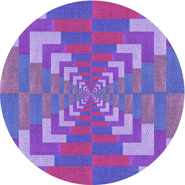 Ahgly Company Machine Washable Indoor Round Transitional Dark Orchid Purple Area Rugs, 5' Round