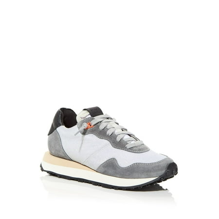 

P448 Womens Gray Removable Insole Glitter Cancun Round Toe Wedge Lace-Up Leather Athletic Sneakers 38