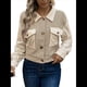 thumbnail image 2 of Chaqueta Corta de Franela para Mujer, Camisa A Cuadros con Botones, Abrigo de Otoño Caqui XL, 2 of 10