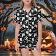 thumbnail image 2 of CAIVO Girls Halloween 2 Piece Pajama Sets Short Sleeve Button Down Up Tops With Shorts And Pockets Cute Comfortable Sleepwear For Kids Pyjamas, 2 of 4