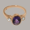 thumbnail image 5 of LBG British Made Solid 10k Rose Gold Natural Amethyst & Cubic Zirconia Womens Anniversary Ring - 33 size options - Size 12, 5 of 6