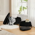 thumbnail image 2 of Two-Piece Faux Fur Upholstered Storage Ottoman Set Ivory Comfortable Footrest Coffee Table With Metal Legs, 2 of 11