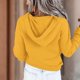 thumbnail image 3 of Sudadera de manga Larga Gibobby con capucha para mujer escote en V amarillo S, 3 of 5