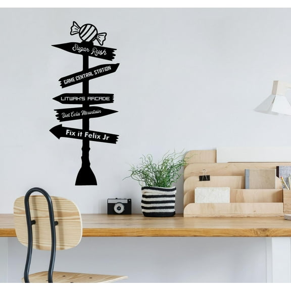 Wreck It Ralph Disney Pathway Signage Fantasy World Wall Sticker Art Decal for Girls Boys Room Bedroom Nursery Kindergarten House Fun Home Decors Stickers Wall Art Vinyl Decoration Size (30x20 inch)