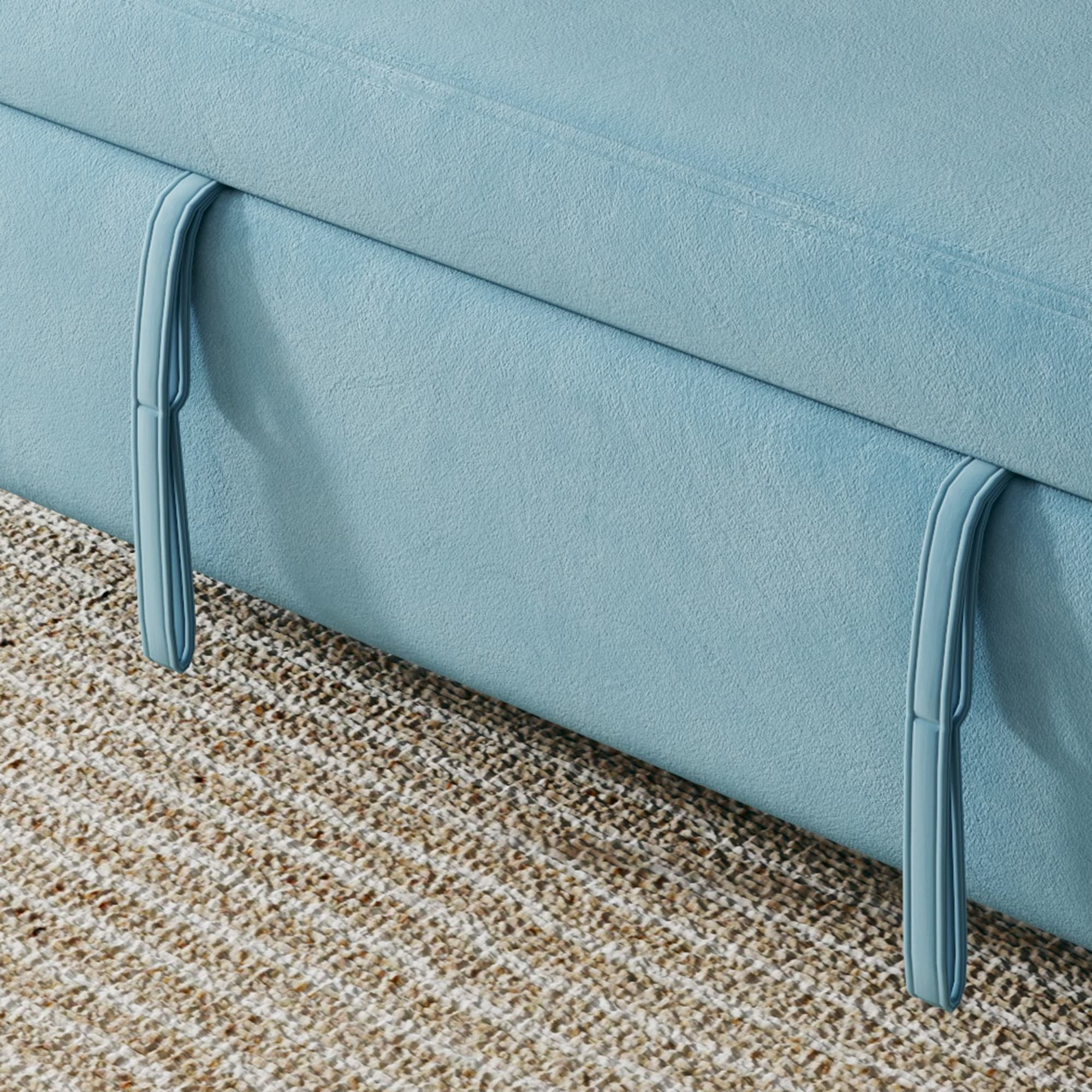 MAYEERTY 54" Velvet Convertible Sofa Bed, Pull Out Couch Beds Loveseat for Apartment, Living Room, Small Space, Blue