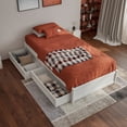 thumbnail image 4 of Barcelona Twin XL Solid Wood Panel Platform Bed with Storage Drawers in White, 4 of 14