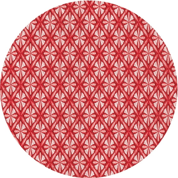 Ahgly Company Indoor Round Patterned Light Coral Pink Area Rugs, 4' Round