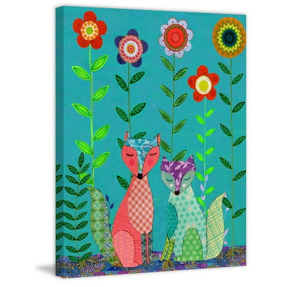 Marmont Hill "Two Foxes" by Sascalia Painting Print on Wrapped Canvas