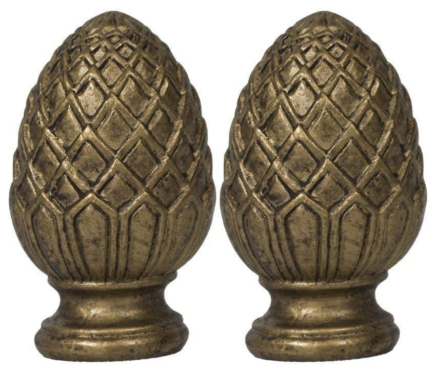 Urbanest Urbanest Set of 2 Pineapple Lamp Finials, 2", Antique Gold