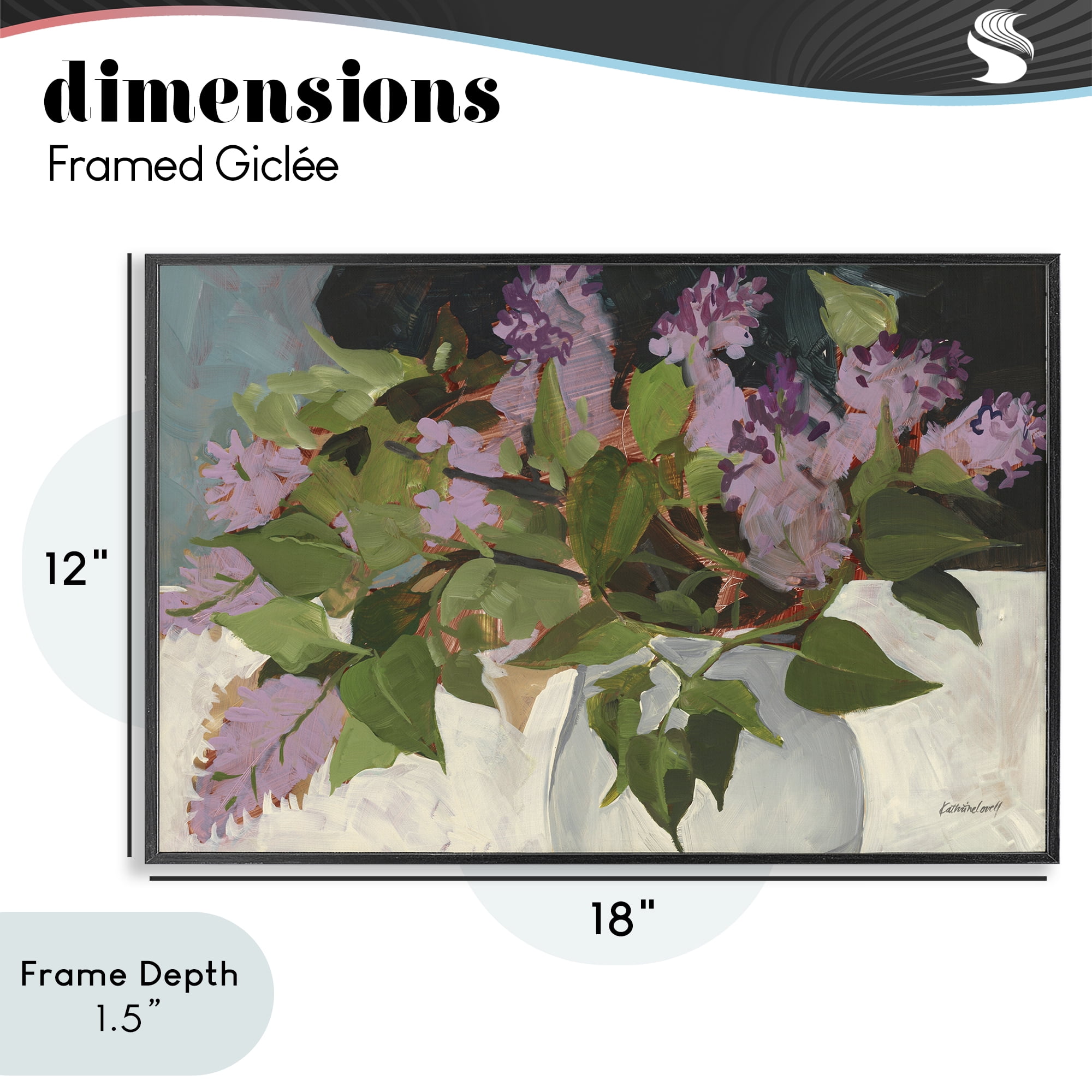 Stupell Industries June Lilacs Bouquet Black Framed Giclee Art, design by Katherine Lovell