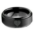 thumbnail image 2 of Tungsten Bear Paw Heart Shaped Emoji Band Ring 8mm Men Women Comfort Fit Black Step Bevel Edge Brushed Polished, 2 of 4