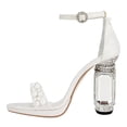 thumbnail image 2 of FSJ Women Elegant Pearls Open Toe Rhinestone Platform Sandals Ankle Buckle Strap Crystal Block Chunky Heels Wedding Party Shoes Size 5.5 White, 2 of 5