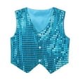 thumbnail image 3 of iixpin Kids Boys Sparkly Sequins Waistcoat Button Down Hip Hop Jazz Dance Vest Jacket Light Blue 13-14, 3 of 7