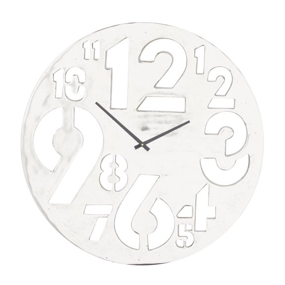 DecMode 2"W, 24"H Aluminum Contemporary Wall Clock, Silver, 1-Piece